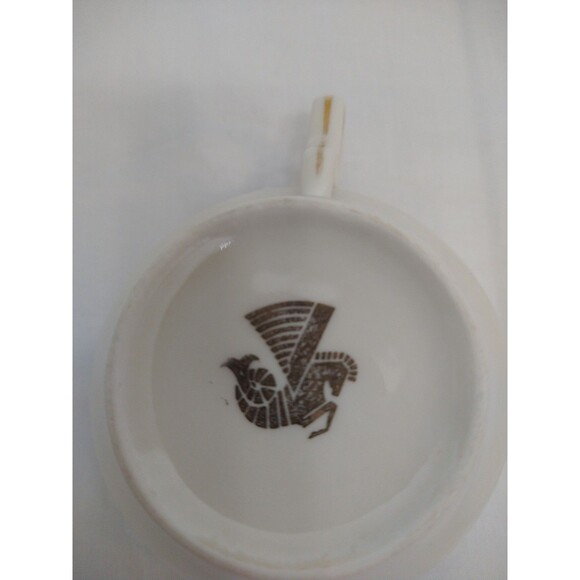 VTG Air France Pillivuyt? Porcelain Teacup and Saucer Ivory Cream with Gold Rim - Picture 12 of 14